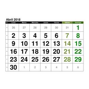 calendario abril 2018