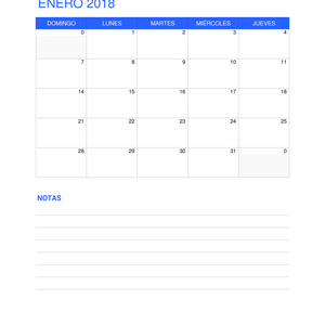 calendario 2018 con notas