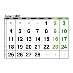 calendario febrero 2019